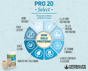 𝗣𝗿𝗼 𝟮𝟬 𝗦𝗲𝗹𝗲𝗰𝘁 preparato proteico senza glutine e lattosio